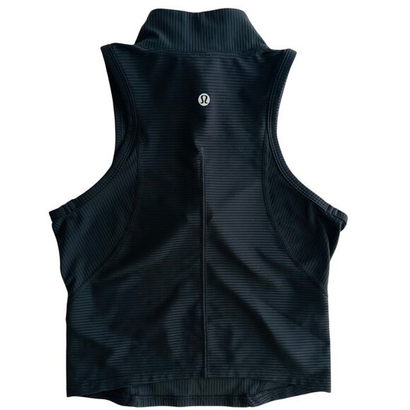 Lululemon Rib Zip-Front Cropped Run Tank Top Black Size 4 Gym Run Workout - Picture 5 of 6
